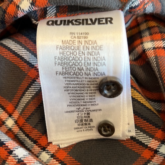 Quicksilver Flannel Orange and Grey Long Sleeve Buttoned Casual Shirt - Large - Picture 10 of 11